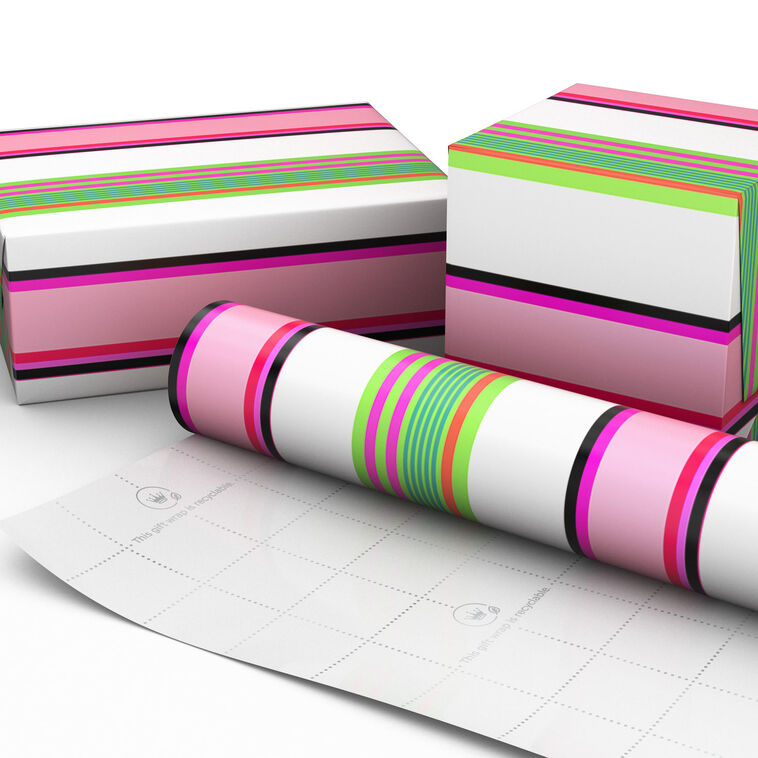 Hallmark Modern Stripes On White Wrapping Paper 20 Sq. Ft