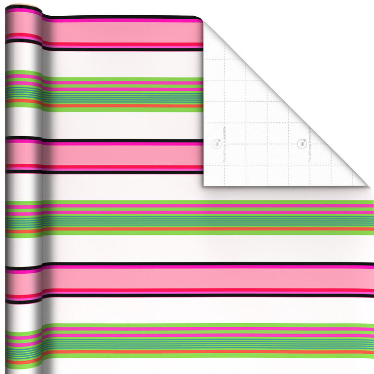 hallmark Modern Stripes on White Wrapping Paper 20 sq. ft