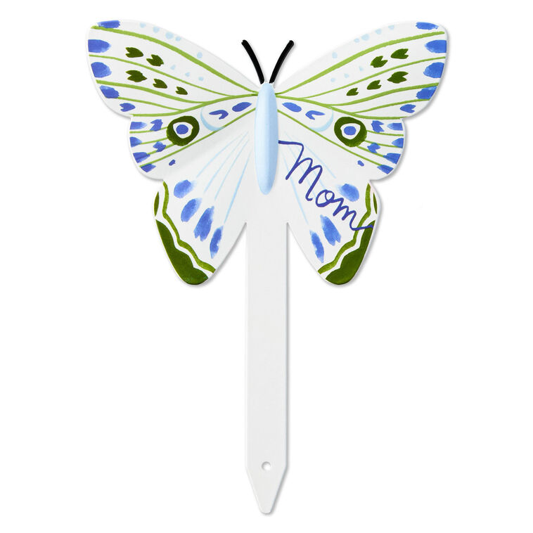 hallmark Mom Blue and Green Butterfly Garden Stake 6.5"