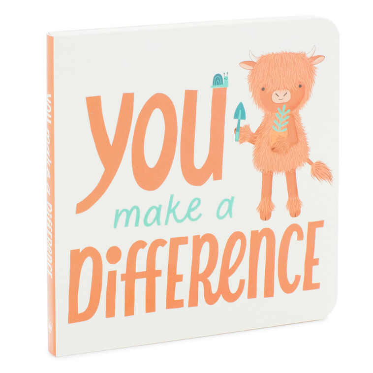 Hallmark MopTops Highland Cow Stuffed Animal With You Make A Difference Board Book