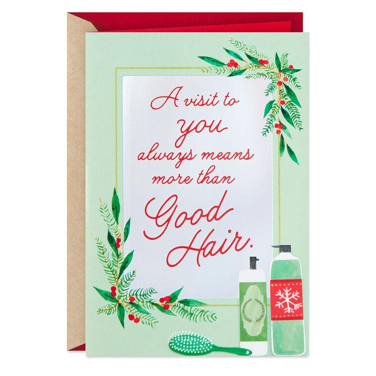hallmark More Than Good Hair Holiday Card for Hairstylist