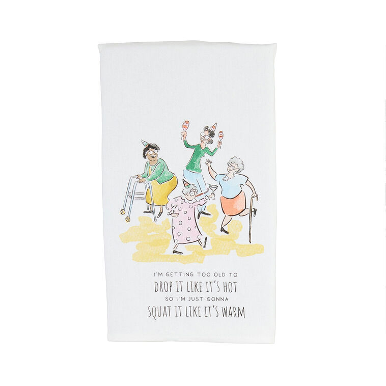 hallmark Mud Pie Drop It Like It's Hot Funny Tea Towel
