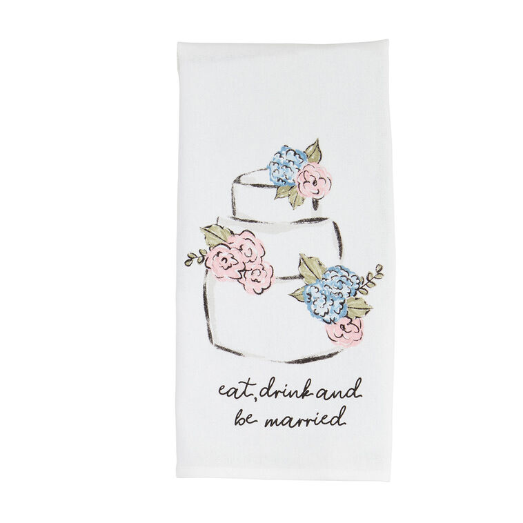 hallmark Mud Pie Eat Drink and Be Married Tea Towel