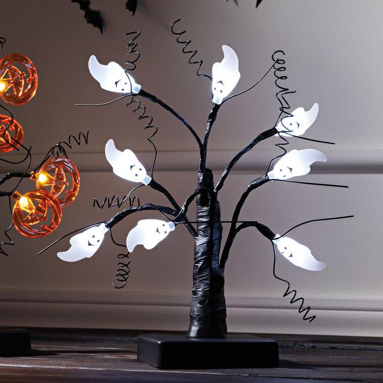 Hallmark Mud Pie Halloween Mini Tree With LED Ghost Lights 11" H