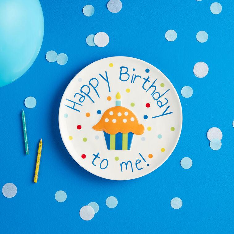 Hallmark Mud Pie Musical Orange Cupcake Birthday Plate 8"