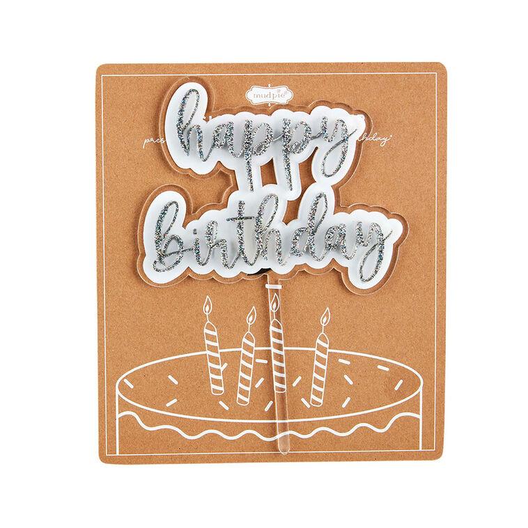 hallmark Mud Pie Silver Musical Birthday Cake Topper