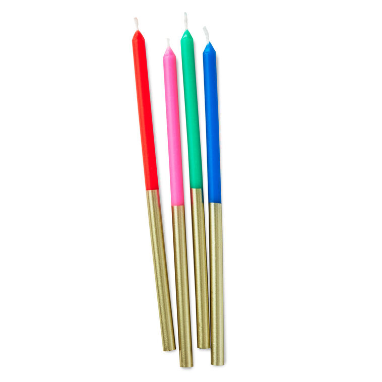 hallmark Multicolor and Gold Two-Tone Tall Birthday Candles Set of 12