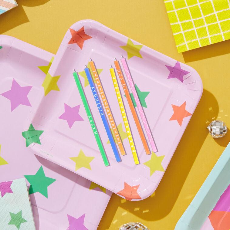 Hallmark Multicolor Wishes And Patterns Tall Square Birthday Candles Pack Of 6