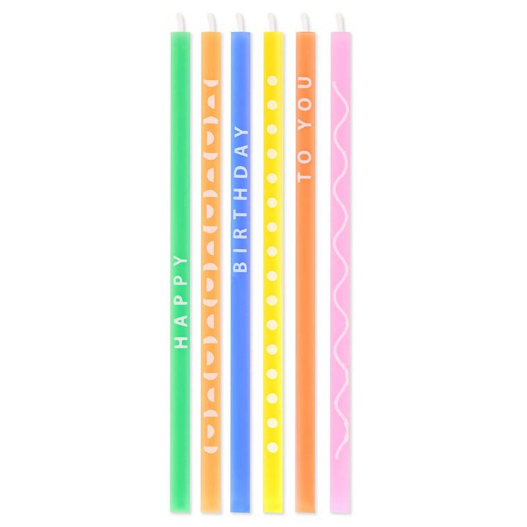 hallmark Multicolor Wishes and Patterns Tall Square Birthday Candles Pack of 6