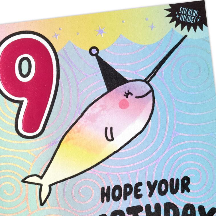 Hallmark Narwhal 9th Birthday Card For Kid With Stickers