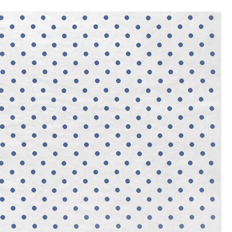 Hallmark Navy Blue Polka Dots On White Tissue Paper 6 Sheets