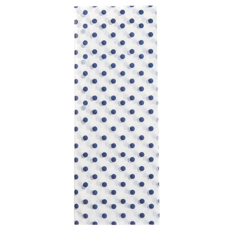 hallmark Navy Blue Polka Dots on White Tissue Paper 6 sheets