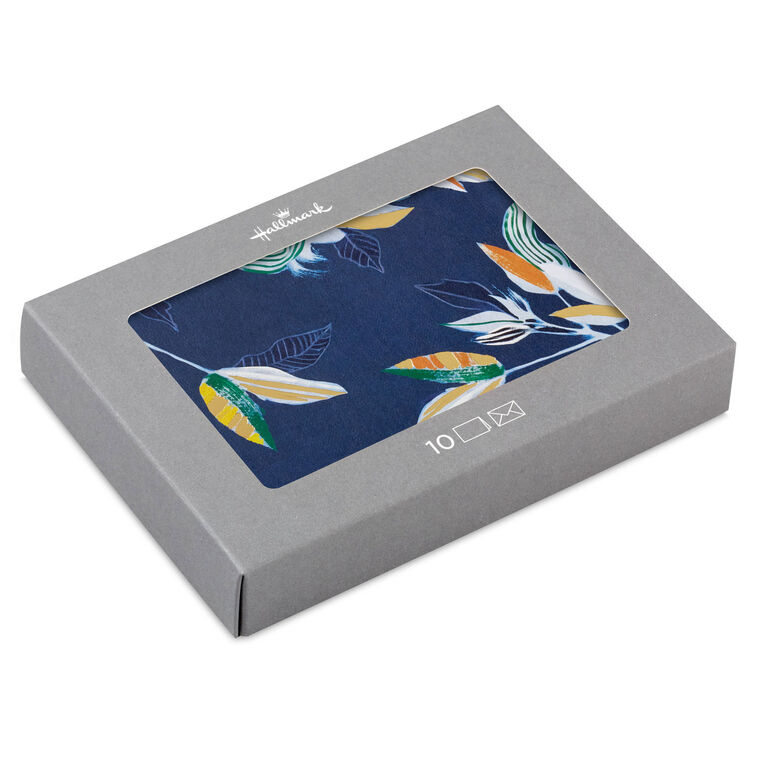 hallmark Navy Tropical Leaves Blank Notes Pack of 10