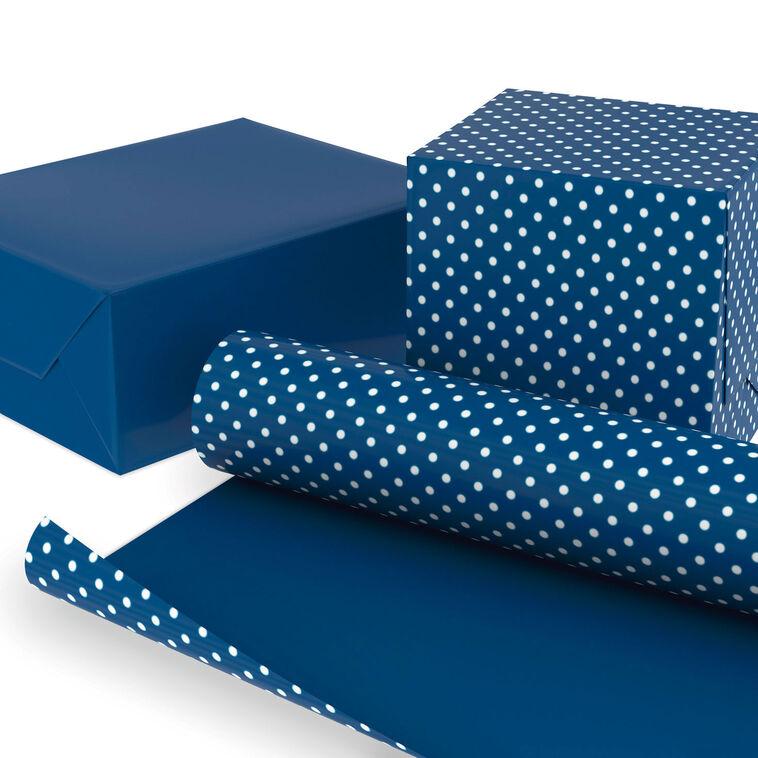 Hallmark Navy/White Dots Reversible Wrapping Paper Roll 20 Sq. Ft