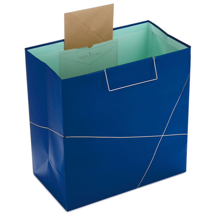 Hallmark Navy With Gold Extra-Deep Square Gift Bag 15"