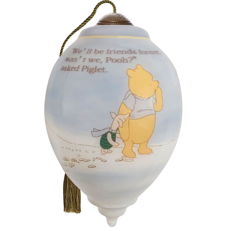 hallmark Ne'Qwa Art Friends Forever Winnie the Pooh and Piglet Glass Christmas Ornament