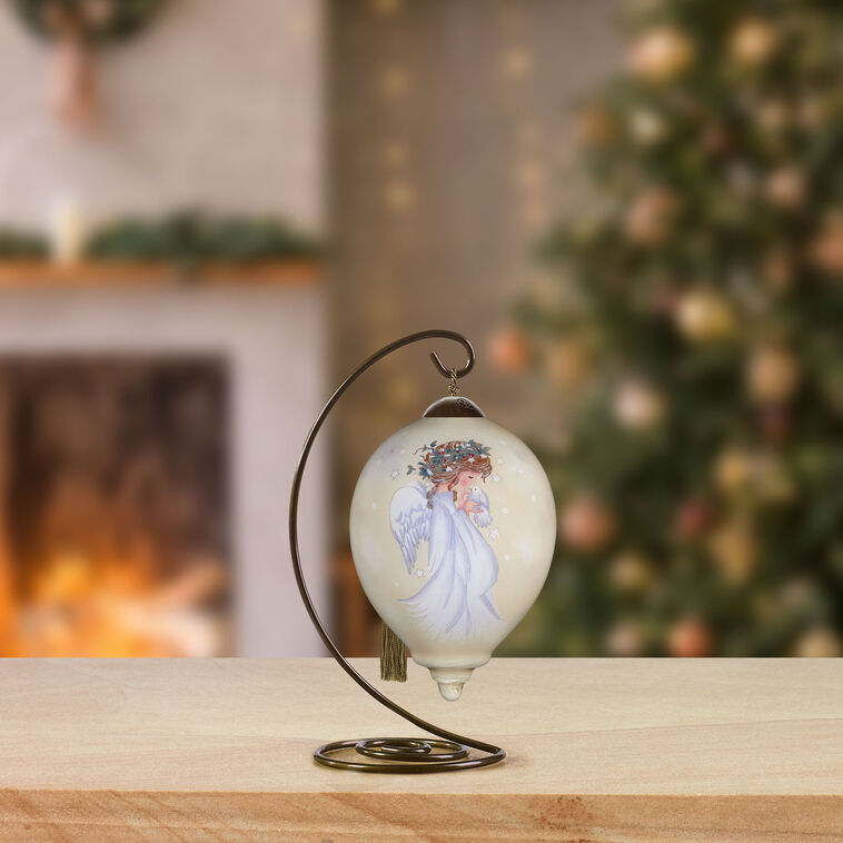 Hallmark Ne'Qwa Art Heavenly Peace Sweet Angel And Dove Glass Christmas Ornament