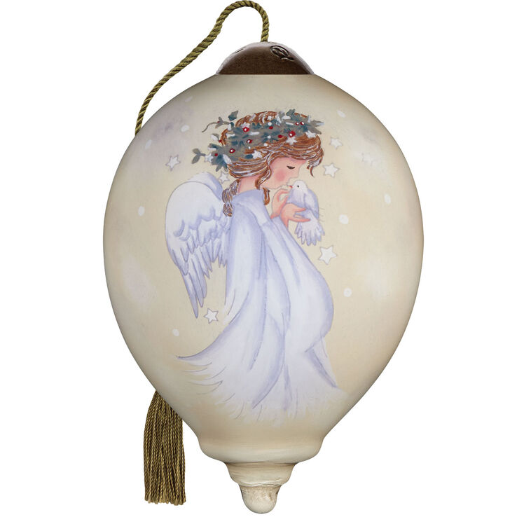 hallmark Ne'Qwa Art Heavenly Peace Sweet Angel and Dove Glass Christmas Ornament