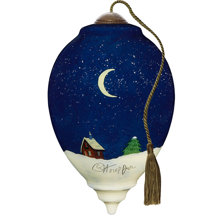 Hallmark Ne'Qwa Art Jingle All The Way Santa And Reindeer Glass Christmas Ornament