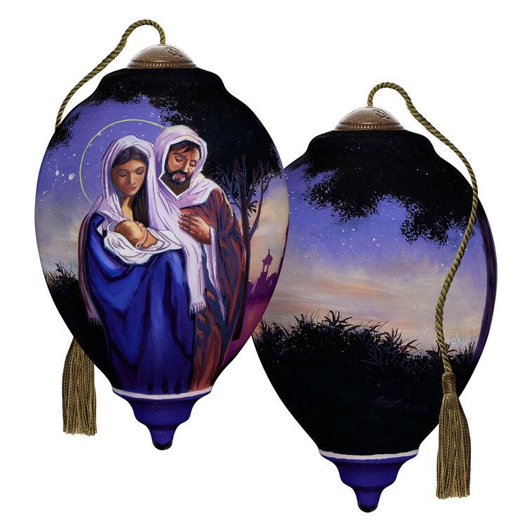 Hallmark Ne'Qwa Art O Holy Night Mary Joseph And Jesus Glass Christmas Ornament