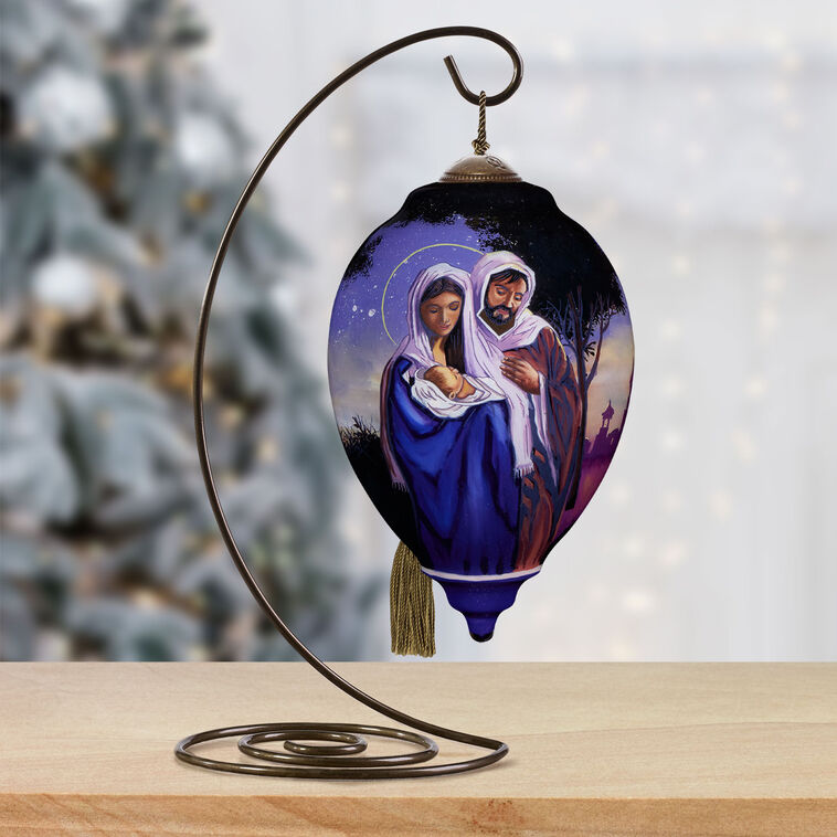 Hallmark Ne'Qwa Art O Holy Night Mary Joseph And Jesus Glass Christmas Ornament