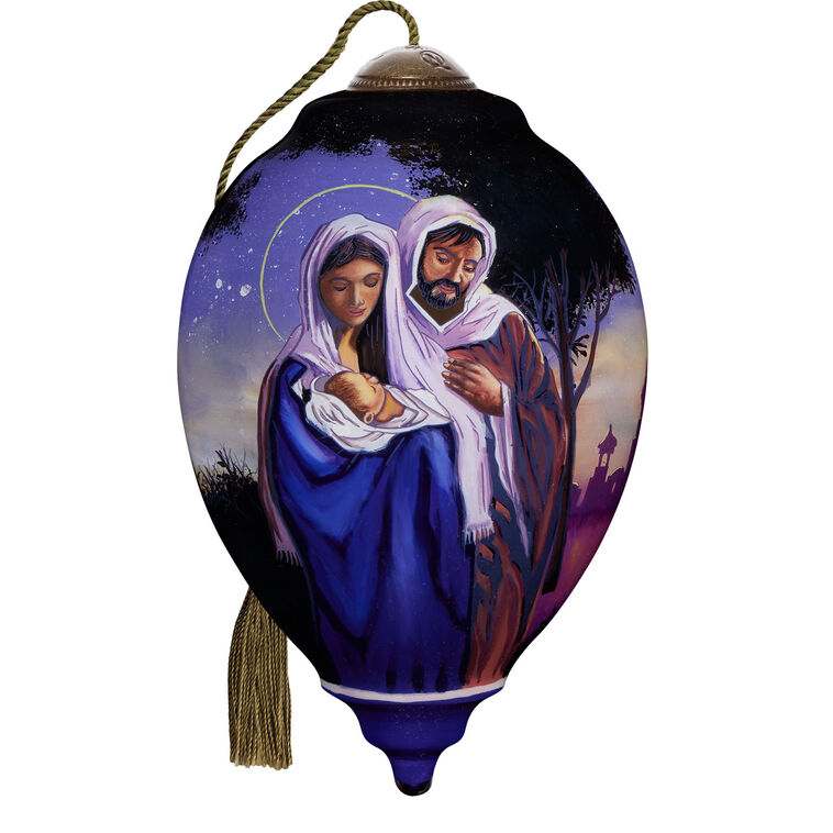 hallmark Ne'Qwa Art O Holy Night Mary Joseph and Jesus Glass Christmas Ornament