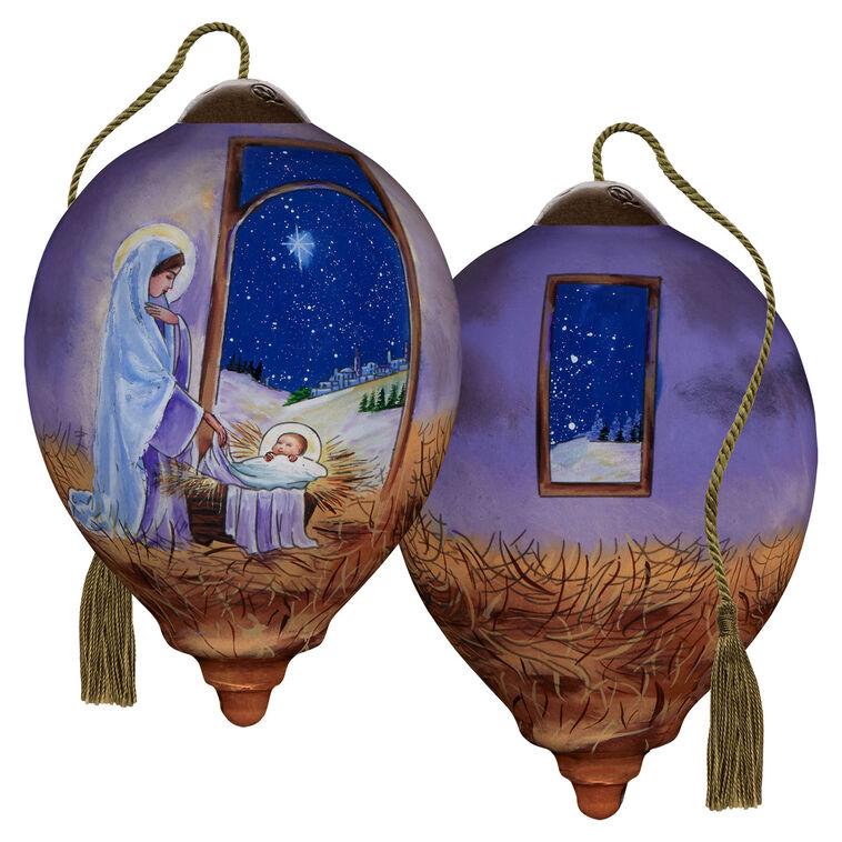 Hallmark Ne'Qwa Art O Night Divine Mary And Baby Jesus Glass Christmas Ornament