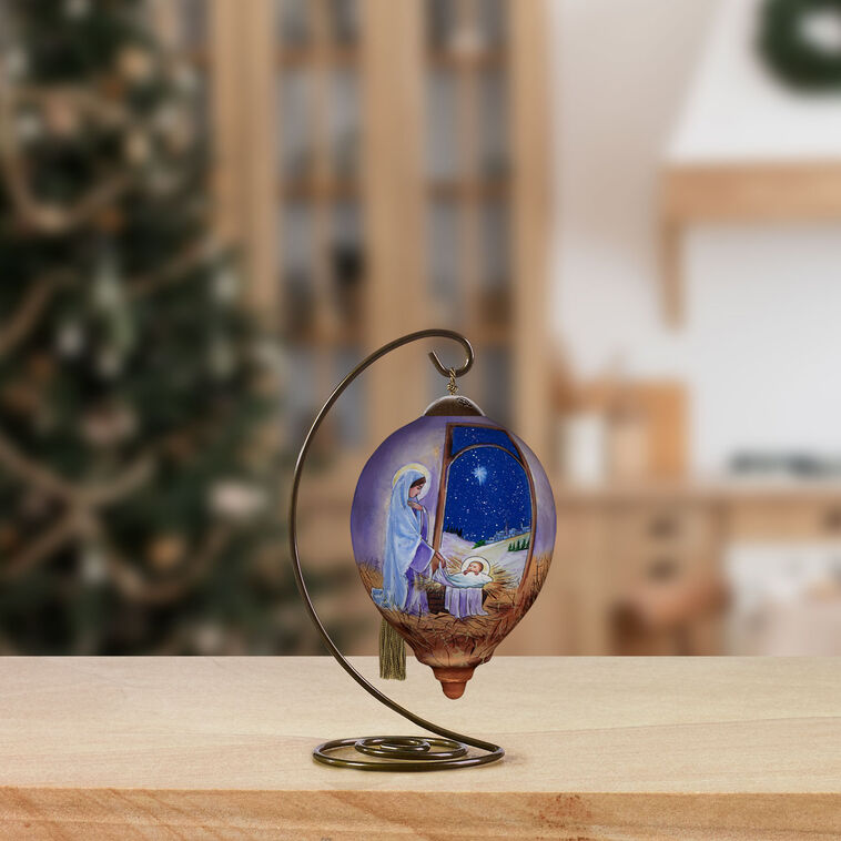 Hallmark Ne'Qwa Art O Night Divine Mary And Baby Jesus Glass Christmas Ornament