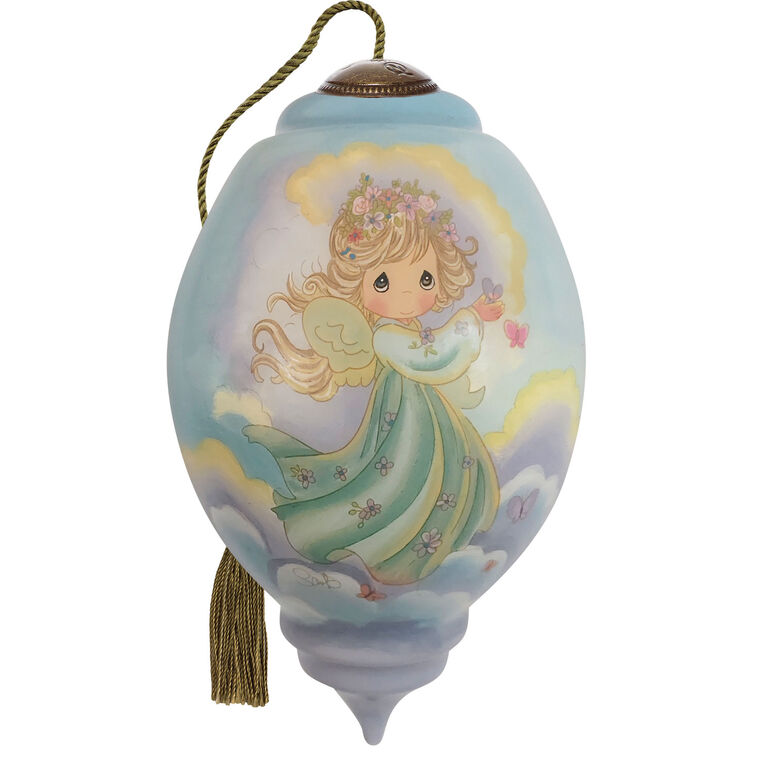 hallmark Ne'Qwa Art Precious Moments Peace on Earth Angel Glass Christmas Ornament