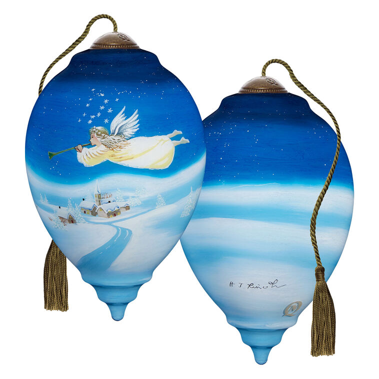 Hallmark Ne'Qwa Art Tidings Of Comfort And Joy Angel Glass Christmas Ornament