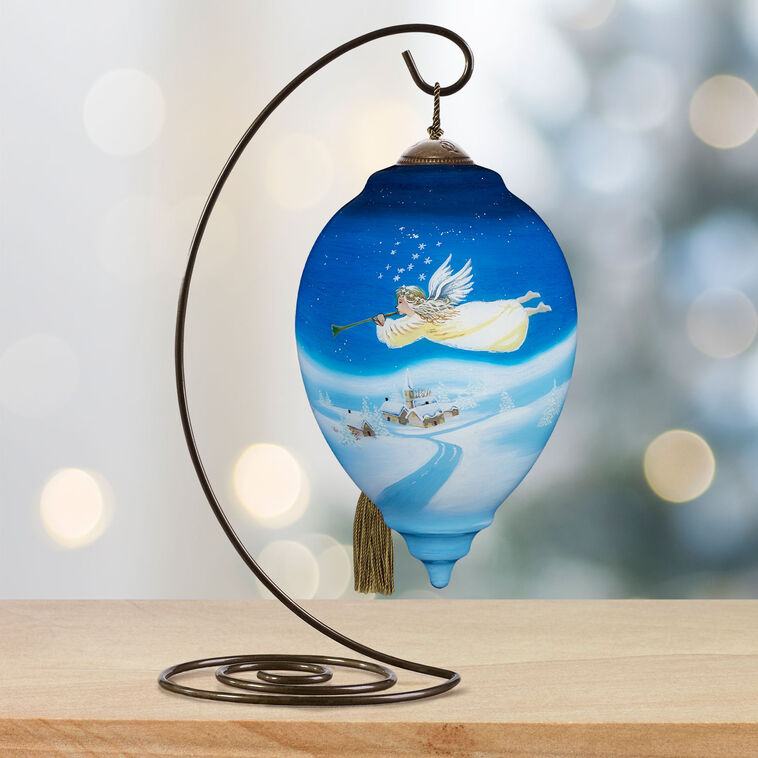 Hallmark Ne'Qwa Art Tidings Of Comfort And Joy Angel Glass Christmas Ornament