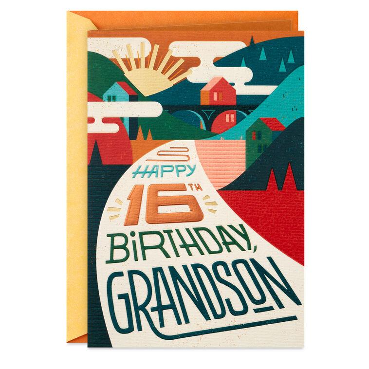 hallmark New Adventures and Happiness Ahead 16th Birthday Card for Grandson