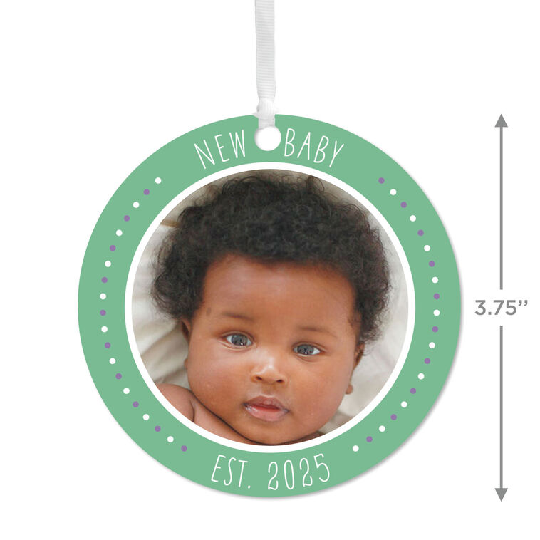 Hallmark New Baby Round Metal Personalized Ornament Custom Photo And Text