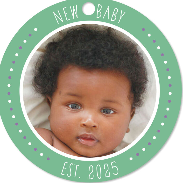 Hallmark New Baby Round Metal Personalized Ornament Custom Photo And Text
