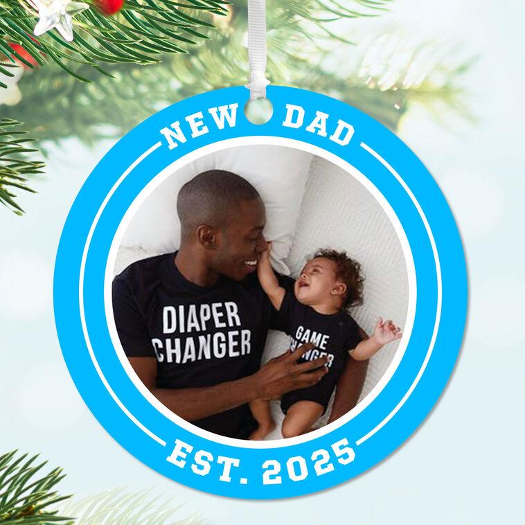 Hallmark New Dad Round Metal Personalized Ornament Custom Photo And Text