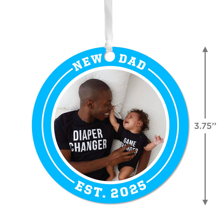 Hallmark New Dad Round Metal Personalized Ornament Custom Photo And Text