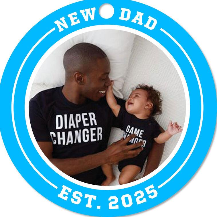 Hallmark New Dad Round Metal Personalized Ornament Custom Photo And Text