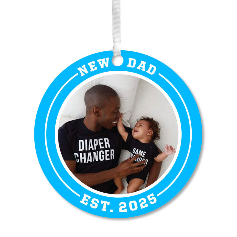 hallmark New Dad Round Metal Personalized Ornament Custom Photo and Text