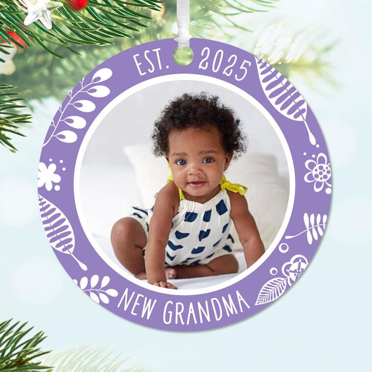Hallmark New Grandma Round Metal Personalized Ornament Custom Photo And Text
