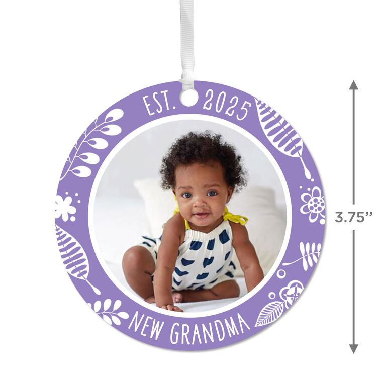 Hallmark New Grandma Round Metal Personalized Ornament Custom Photo And Text