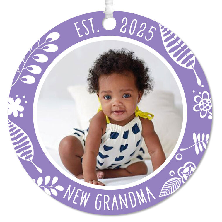 Hallmark New Grandma Round Metal Personalized Ornament Custom Photo And Text