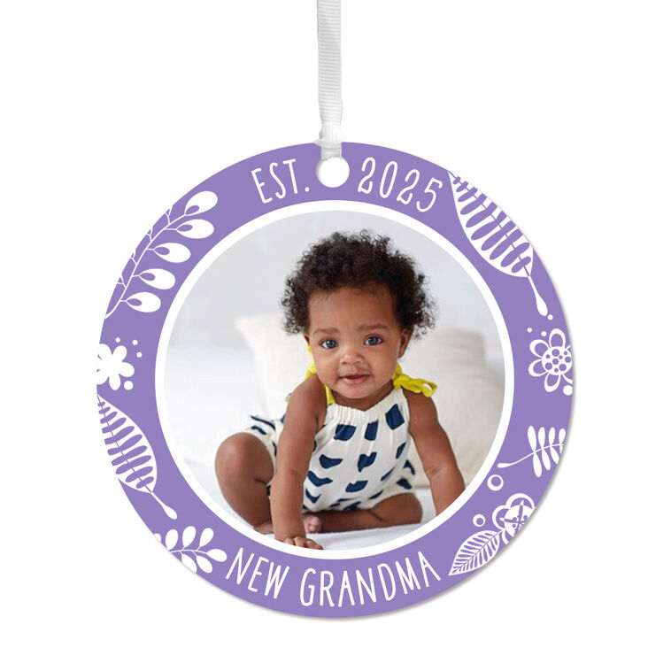 hallmark New Grandma Round Metal Personalized Ornament Custom Photo and Text