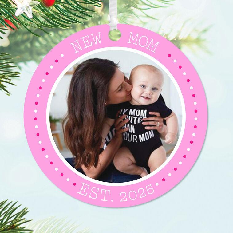 Hallmark New Mom Round Metal Personalized Ornament Custom Photo And Text