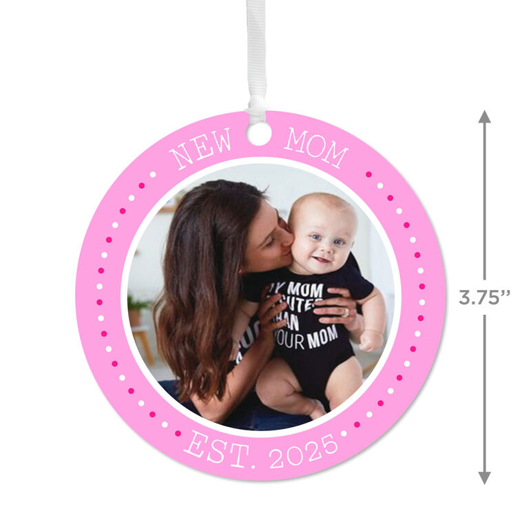 Hallmark New Mom Round Metal Personalized Ornament Custom Photo And Text