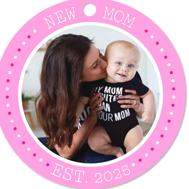 Hallmark New Mom Round Metal Personalized Ornament Custom Photo And Text