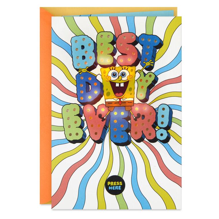 hallmark Nickelodeon SpongeBob SquarePants Best Day Ever Musical Birthday Card for Kids With Light