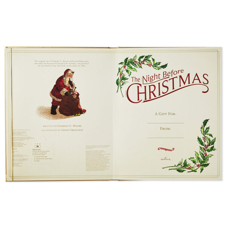 Hallmark Night Before Christmas Pop-Up Book With Light And Sound