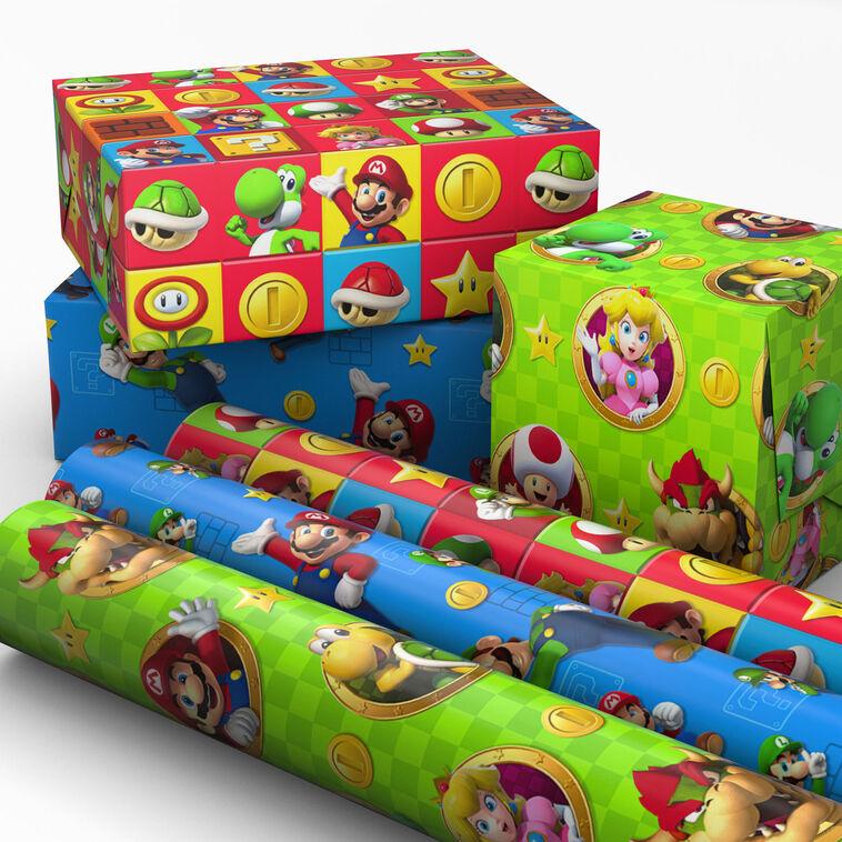 Hallmark Nintendo Super Mario™ Bright Icons 3-Pack Assortment Wrapping Paper Roll Bundle 60 Sq. Ft. Total