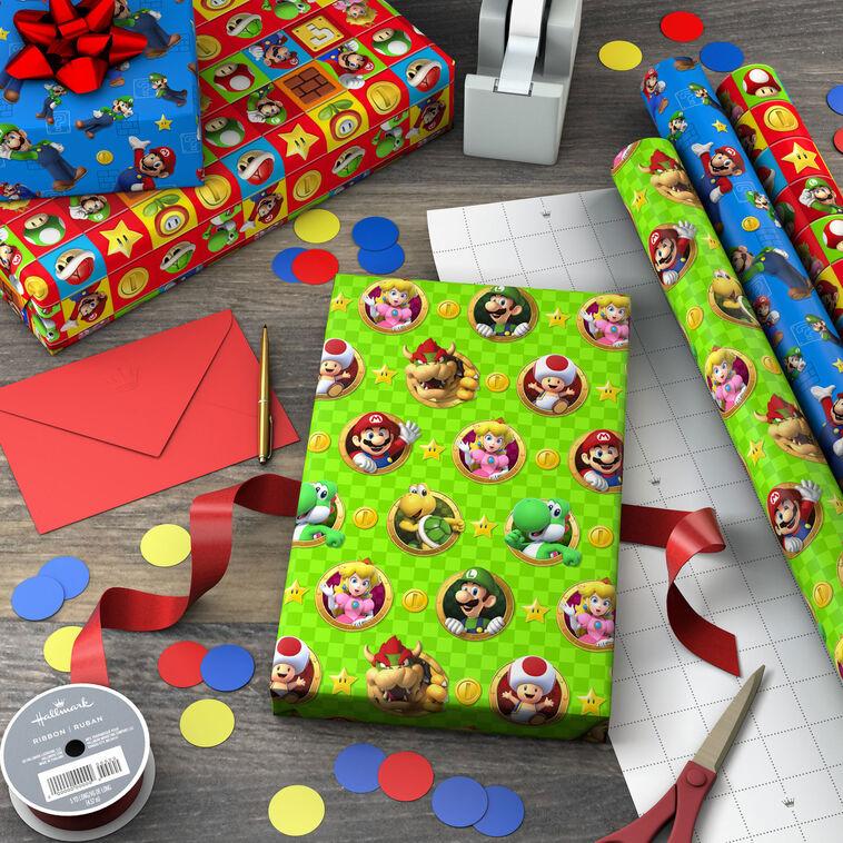 Hallmark Nintendo Super Mario™ Bright Icons 3-Pack Assortment Wrapping Paper Roll Bundle 60 Sq. Ft. Total