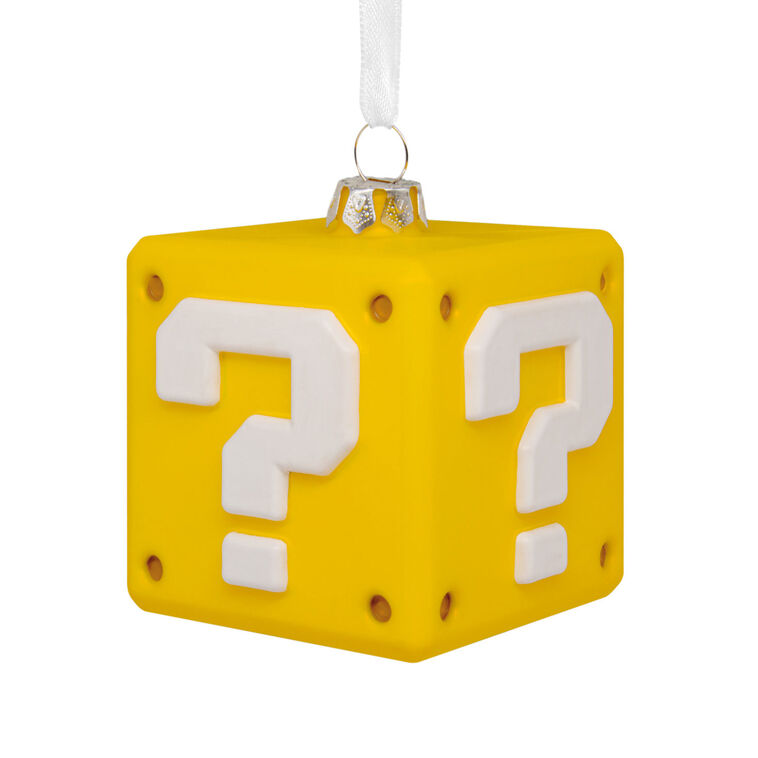 hallmark Nintendo Super Mario™ Question Block Blown Glass Hallmark Ornament